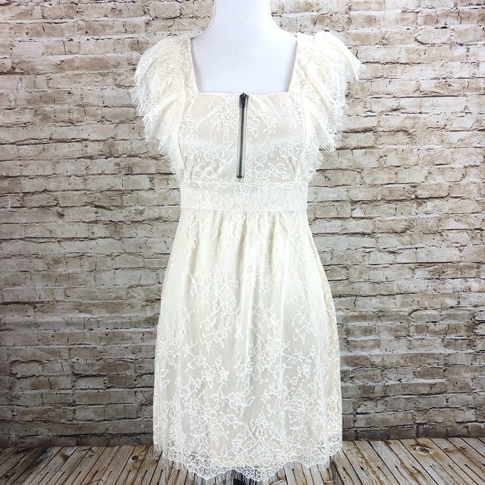 Lace Flutter Sleeve Dress